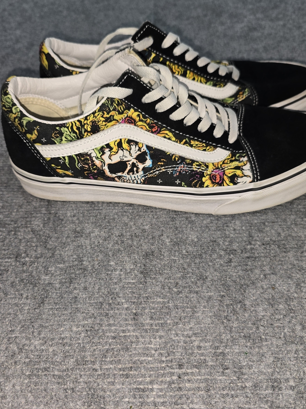 Vans Old Skool Beauty Skull Y2K Inspired Black Floral Skate Shoes